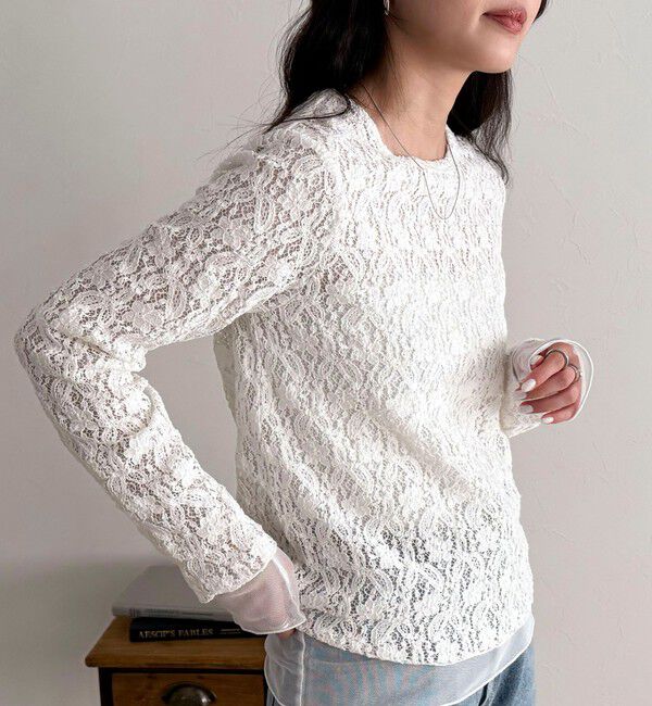 fredy emue「チュールレイヤードレースロンTシャツ」|Tシャツ・カットソー|