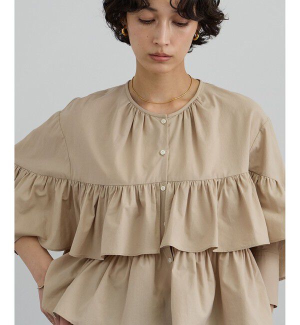 SALON adam et rope'「【WEB限定】フリルギャザーブラウス」|シャツ・ブラウス|