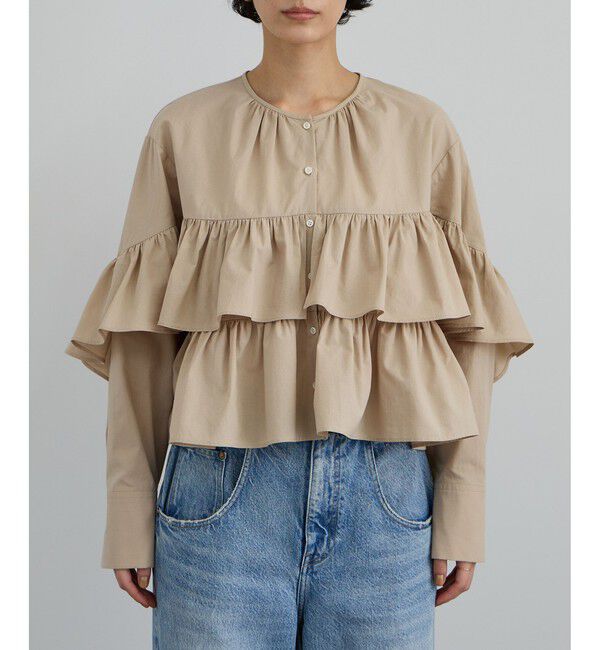 SALON adam et rope'「【WEB限定】フリルギャザーブラウス」|シャツ・ブラウス|
