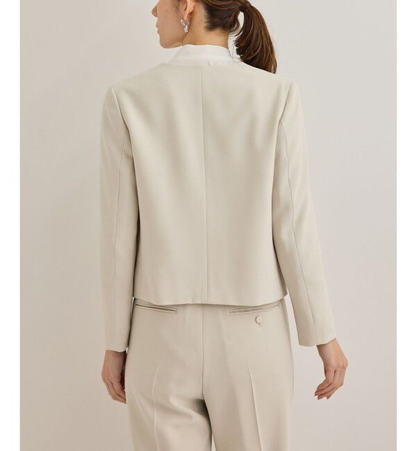 ROPE「トリアセダブルクロスクルーネックジャケット【セレモニー/通勤対応】」|ノーカラージャケット|