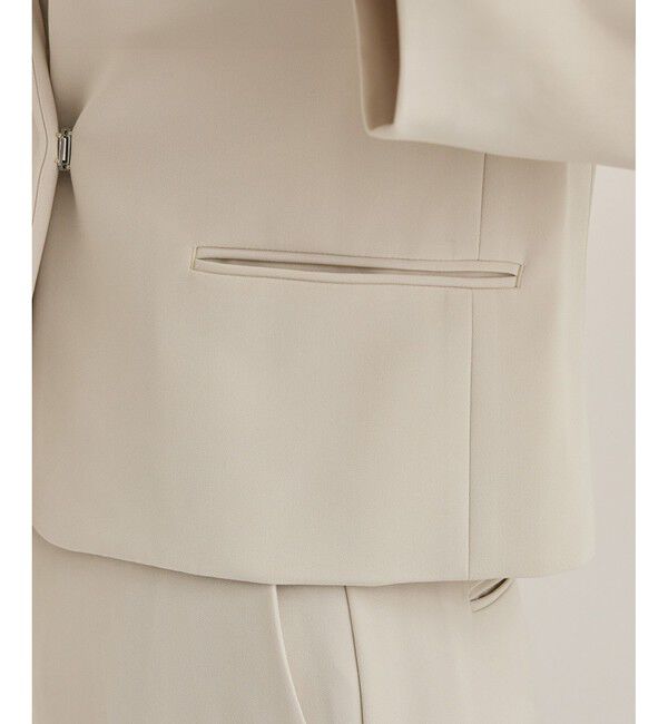 ROPE「トリアセダブルクロスクルーネックジャケット【セレモニー/通勤対応】」|ノーカラージャケット|