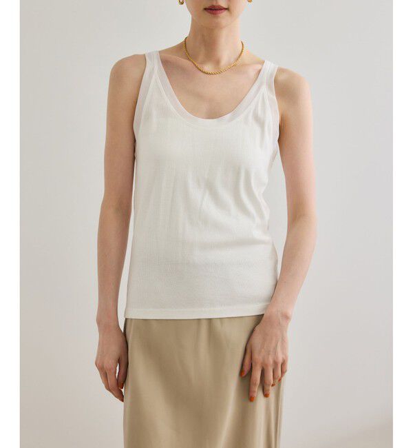 ROPE「【WEB・一部店舗限定】【接触冷感/UVカット】チュールコンビテレコタンクトップ」|タンクトップ|