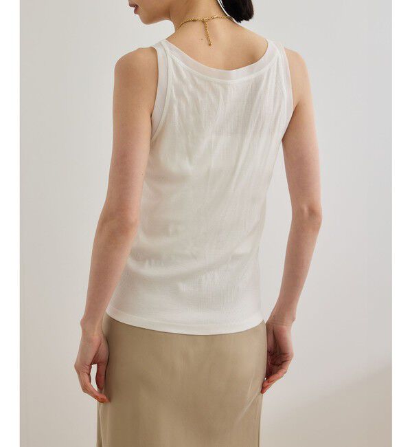 ROPE「【WEB・一部店舗限定】【接触冷感/UVカット】チュールコンビテレコタンクトップ」|タンクトップ|