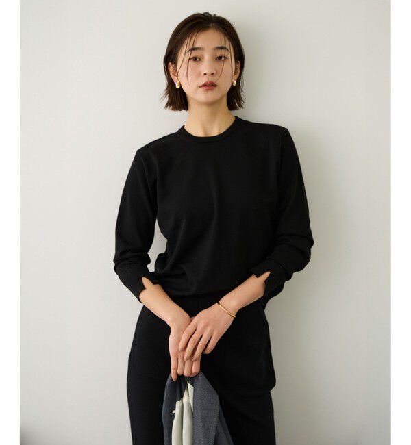 ROPE「ビジューレース襟ニットプルオーバー/イージーケア」|ニット・セーター|