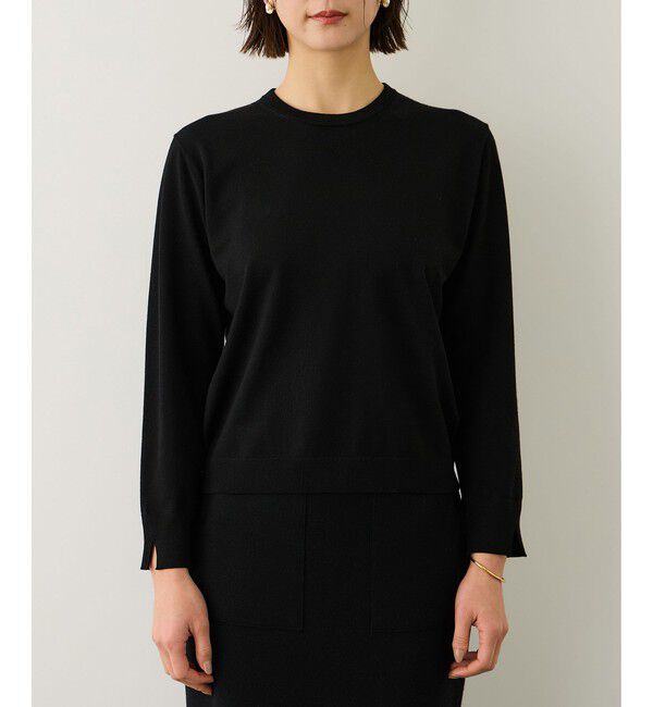 ROPE「ビジューレース襟ニットプルオーバー/イージーケア」|ニット・セーター|