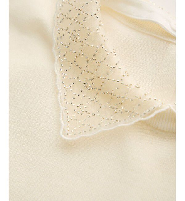 ROPE「ビジューレース襟ニットプルオーバー/イージーケア」|ニット・セーター|