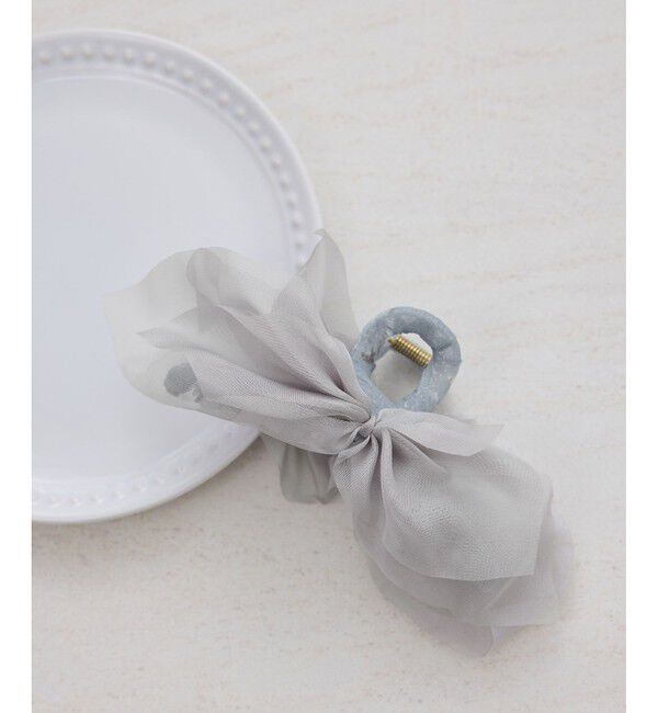 ROPE PICNIC PASSAGE「シフォンリボンバンスクリップ」|ヘアバンド|ライトグレー