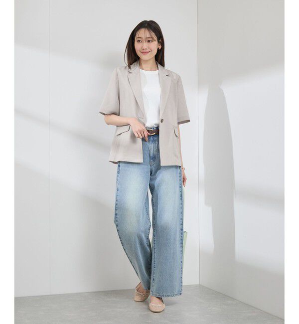 Rope&rsquo;Picnic「【接触冷感・吸水速乾・防シワ】エフォートレスリラックスハーフスリーブジャケット」|テーラードジャケット|