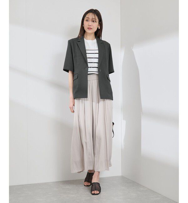 Rope&rsquo;Picnic「【接触冷感・吸水速乾・防シワ】エフォートレスリラックスハーフスリーブジャケット」|テーラードジャケット|