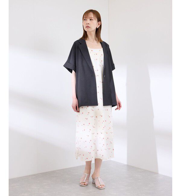 Rope&rsquo;Picnic「【接触冷感・UVカット・速乾】【リネンライク・シリーズ】シアーハーフスリーブジャケット/セットアップ」|テーラードジャケット|