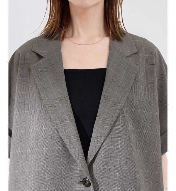 Rope&rsquo;Picnic「【接触冷感・UVカット・速乾】【リネンライク・シリーズ】シアーハーフスリーブジャケット/セットアップ」|テーラードジャケット|