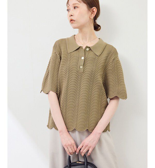 Rope&rsquo;Picnic「リップル風襟付きサマーニットプルオーバー」|ニット・セーター|