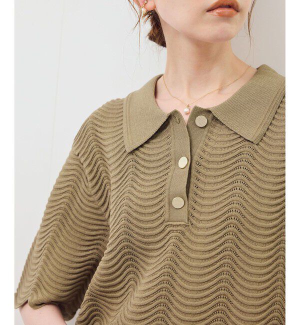 Rope&rsquo;Picnic「リップル風襟付きサマーニットプルオーバー」|ニット・セーター|