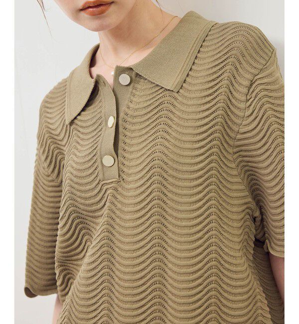 Rope&rsquo;Picnic「リップル風襟付きサマーニットプルオーバー」|ニット・セーター|