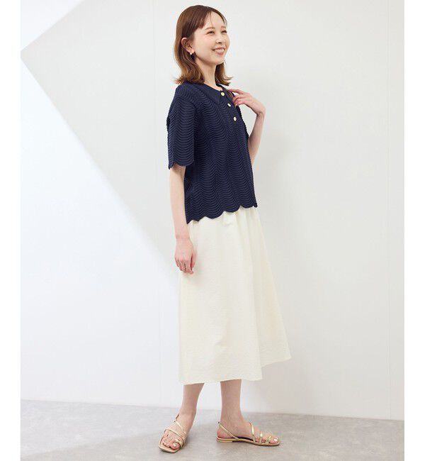 Rope&rsquo;Picnic「リップル風襟付きサマーニットプルオーバー」|ニット・セーター|