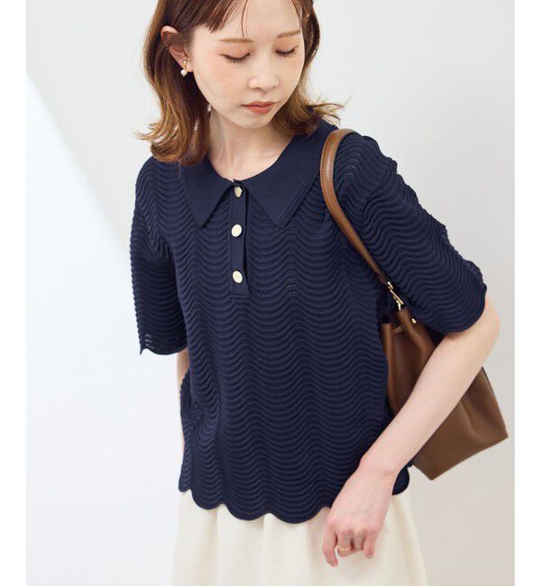 Rope&rsquo;Picnic「リップル風襟付きサマーニットプルオーバー」|ニット・セーター|