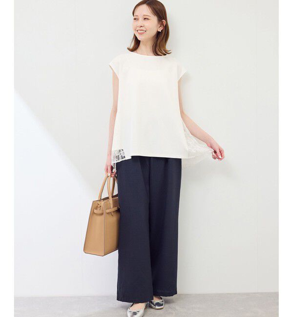 Rope&rsquo;Picnic「【UVカット・接触冷感】レースドッキングカットトップス」|Tシャツ・カットソー|