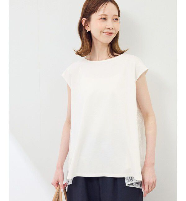 Rope&rsquo;Picnic「【UVカット・接触冷感】レースドッキングカットトップス」|Tシャツ・カットソー|