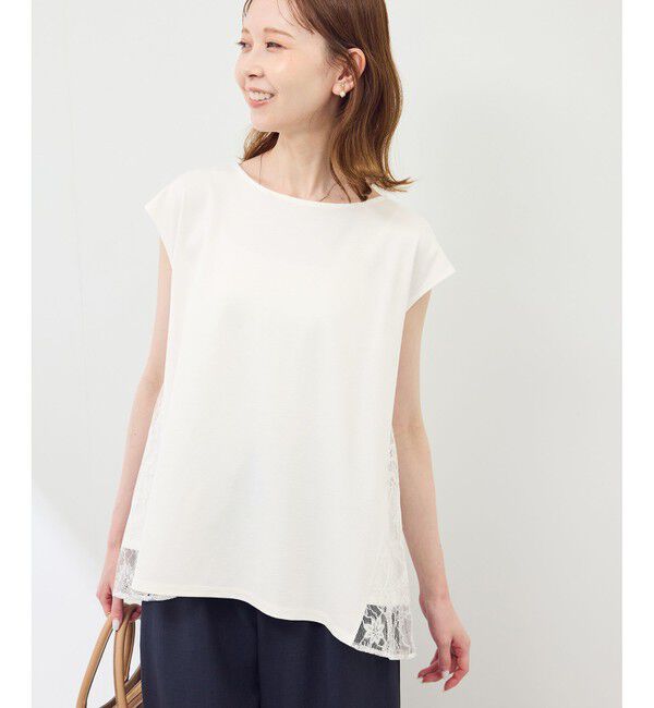 Rope&rsquo;Picnic「【UVカット・接触冷感】レースドッキングカットトップス」|Tシャツ・カットソー|