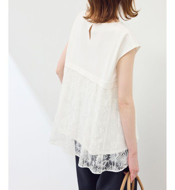 Rope&rsquo;Picnic「【UVカット・接触冷感】レースドッキングカットトップス」|Tシャツ・カットソー|