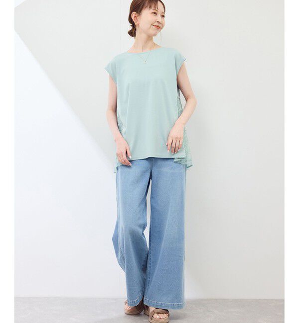 Rope&rsquo;Picnic「【UVカット・接触冷感】レースドッキングカットトップス」|Tシャツ・カットソー|