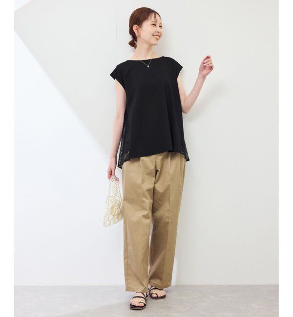 Rope&rsquo;Picnic「【UVカット・接触冷感】レースドッキングカットトップス」|Tシャツ・カットソー|