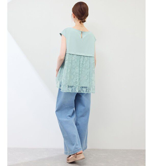 Rope&rsquo;Picnic「【UVカット・接触冷感】レースドッキングカットトップス」|Tシャツ・カットソー|