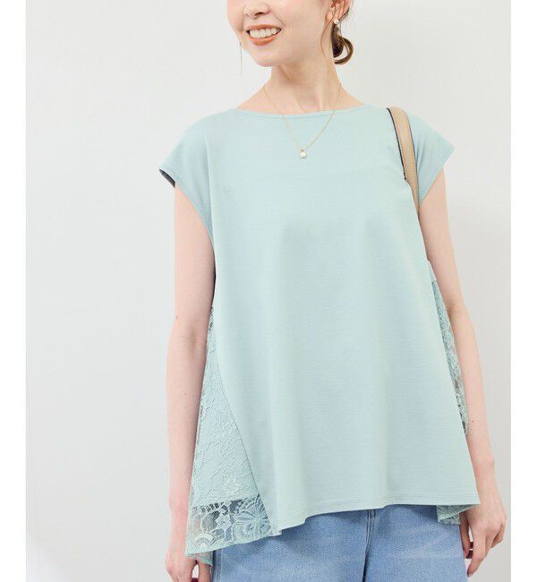 Rope&rsquo;Picnic「【UVカット・接触冷感】レースドッキングカットトップス」|Tシャツ・カットソー|