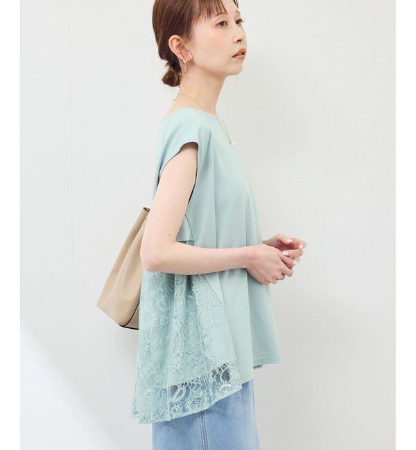 Rope&rsquo;Picnic「【UVカット・接触冷感】レースドッキングカットトップス」|Tシャツ・カットソー|