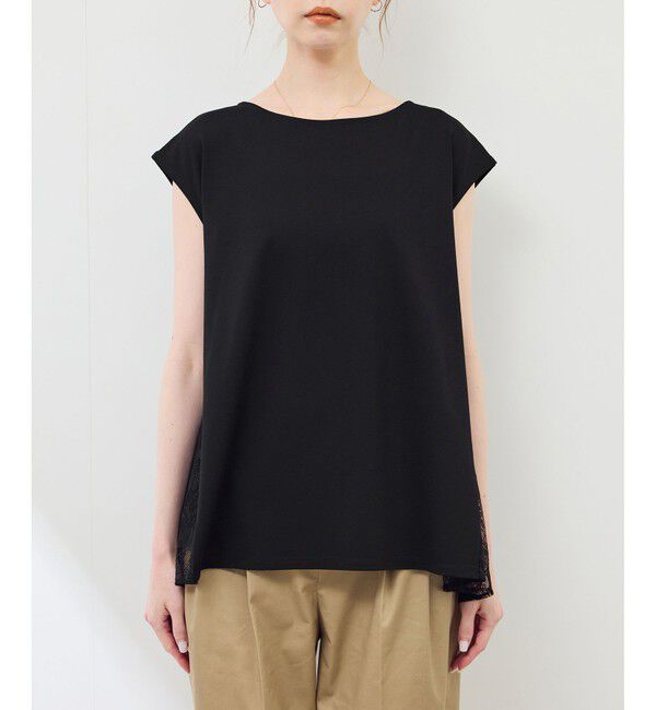 Rope&rsquo;Picnic「【UVカット・接触冷感】レースドッキングカットトップス」|Tシャツ・カットソー|