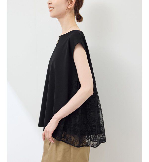 Rope&rsquo;Picnic「【UVカット・接触冷感】レースドッキングカットトップス」|Tシャツ・カットソー|