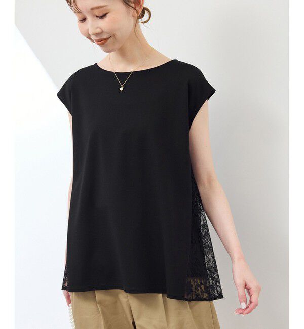 Rope&rsquo;Picnic「【UVカット・接触冷感】レースドッキングカットトップス」|Tシャツ・カットソー|