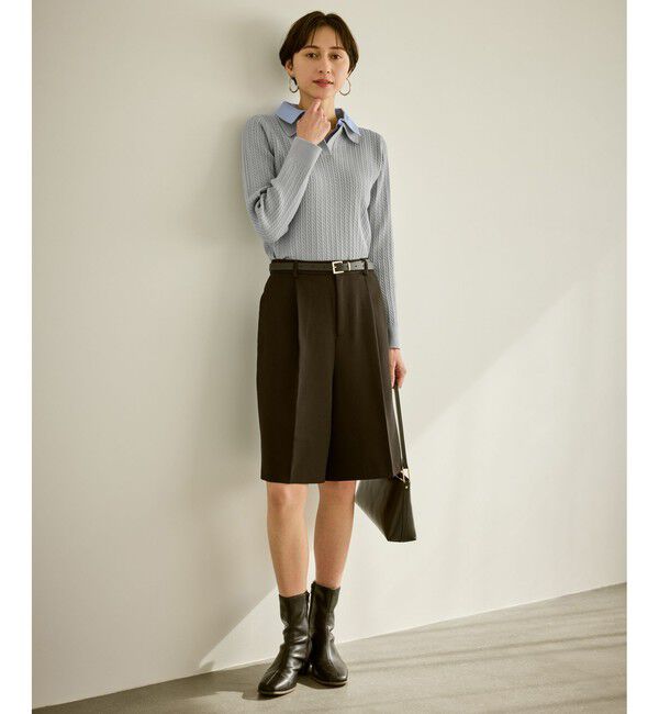 Rope&rsquo;Picnic「ダブルカラーミニケーブルニット」|ニット・セーター|