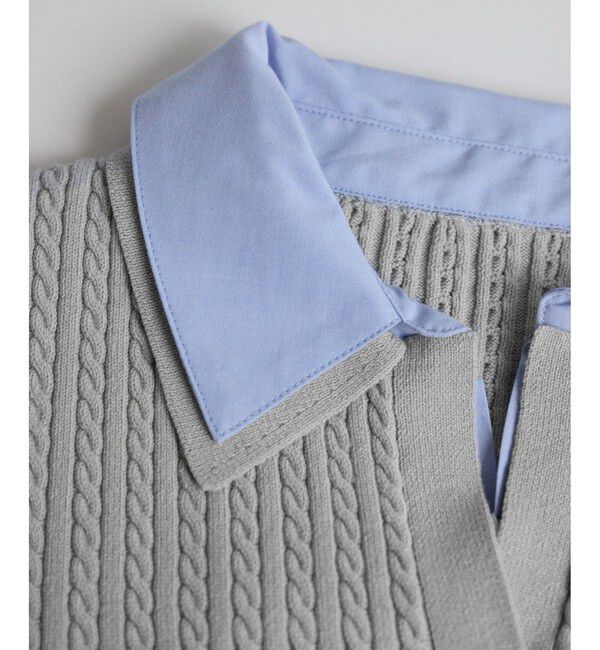 Rope&rsquo;Picnic「ダブルカラーミニケーブルニット」|ニット・セーター|