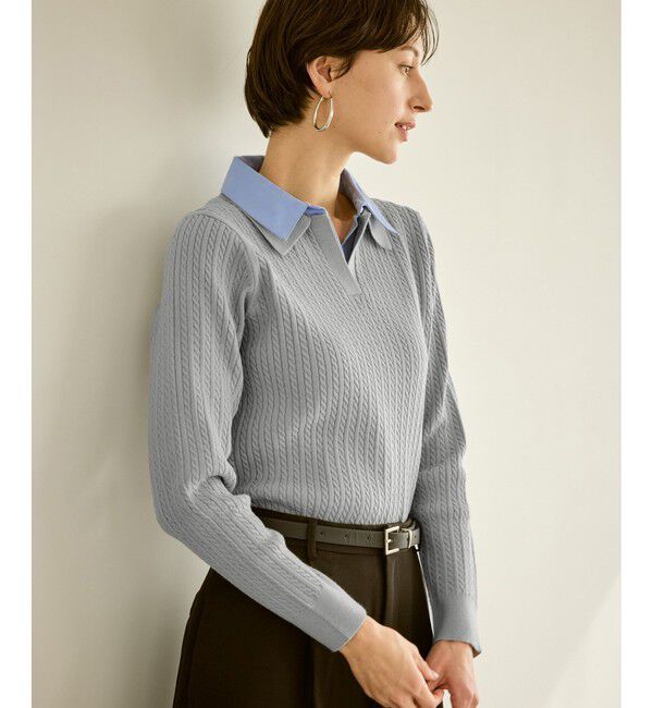 Rope&rsquo;Picnic「ダブルカラーミニケーブルニット」|ニット・セーター|