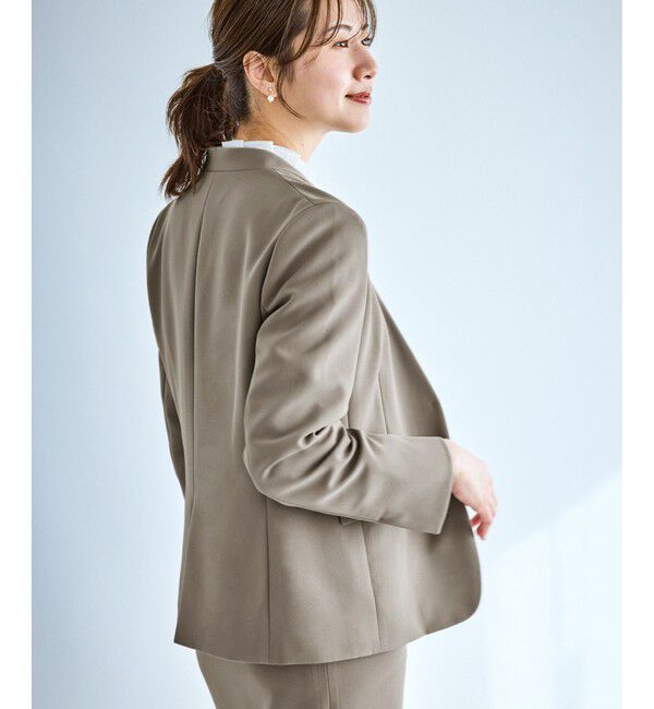 Rope&rsquo;Picnic「360&deg;ウルトラストレッチ ノーカラージャケット/UVカット・花粉ガード・セットアップ対応」|ノーカラージャケット|