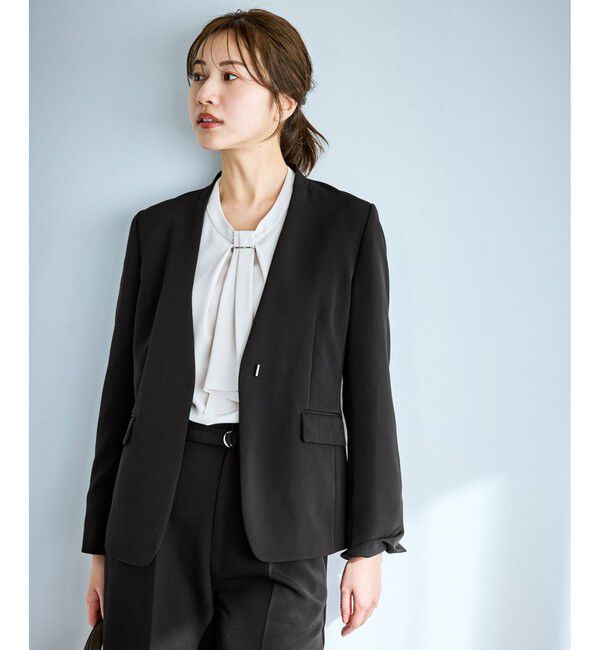 Rope&rsquo;Picnic「360&deg;ウルトラストレッチ ノーカラージャケット/UVカット・花粉ガード・セットアップ対応」|ノーカラージャケット|