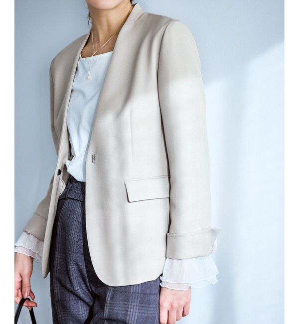 Rope&rsquo;Picnic「360&deg;ウルトラストレッチ ノーカラージャケット/UVカット・花粉ガード・セットアップ対応」|ノーカラージャケット|