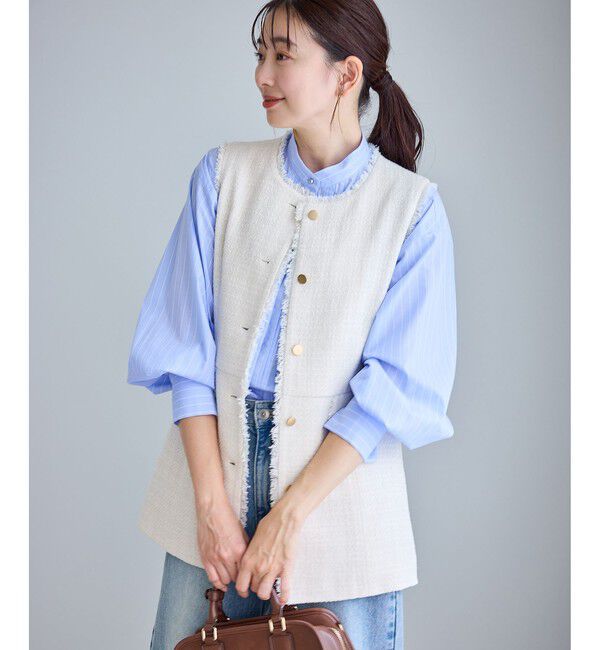 Rope&rsquo;Picnic「【WEB限定カラー】ツイード金ボタンジレベスト/セレモニー対応・リンクコーデ」|ベスト・ジレ|