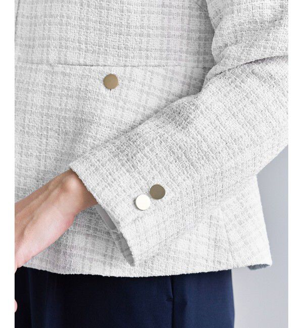 Rope&rsquo;Picnic「【WEB限定カラー】ツイードフレアジャケット/セレモニー対応・リンクコーデ」|ノーカラージャケット|