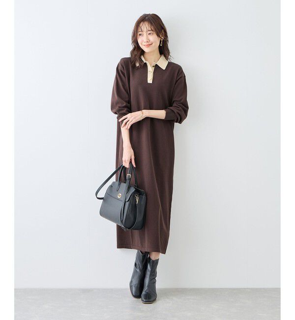 Rope&rsquo;Picnic「配色スキッパーニットワンピース」|ワンピース|