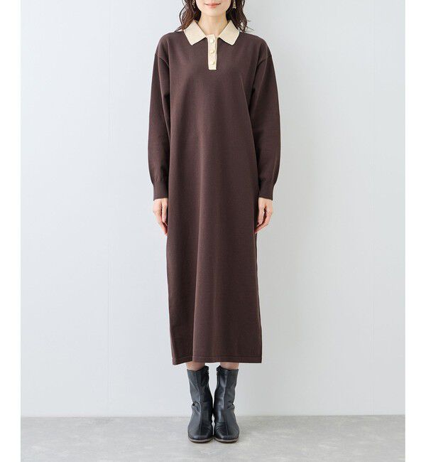 Rope&rsquo;Picnic「配色スキッパーニットワンピース」|ワンピース|