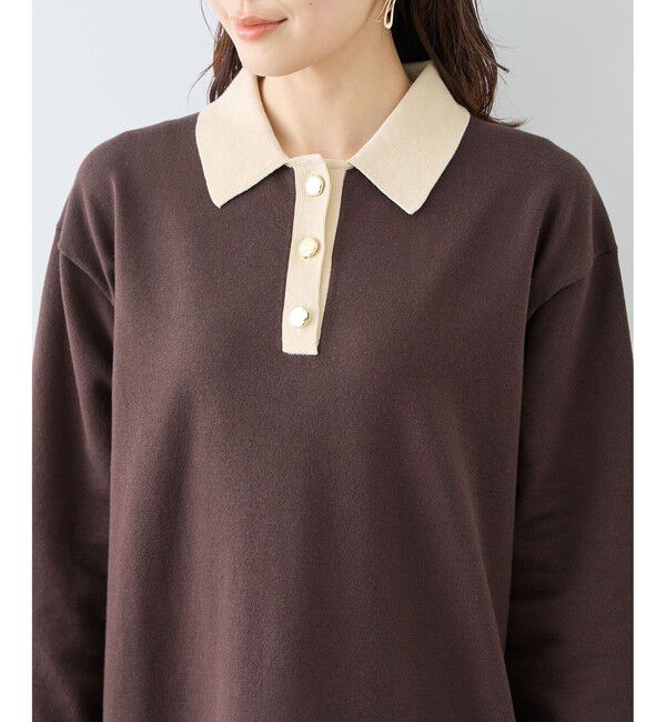 Rope&rsquo;Picnic「配色スキッパーニットワンピース」|ワンピース|