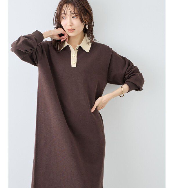 Rope&rsquo;Picnic「配色スキッパーニットワンピース」|ワンピース|