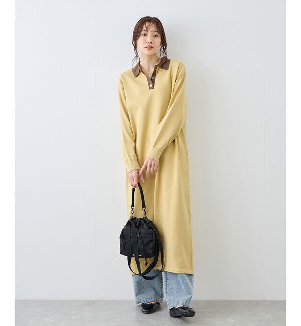 Rope&rsquo;Picnic「配色スキッパーニットワンピース」|ワンピース|