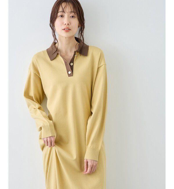 Rope&rsquo;Picnic「配色スキッパーニットワンピース」|ワンピース|