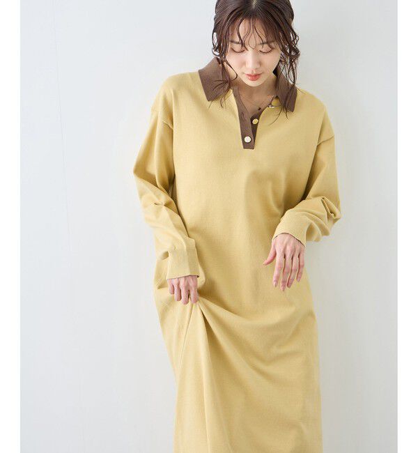 Rope&rsquo;Picnic「配色スキッパーニットワンピース」|ワンピース|イエロー系(81)