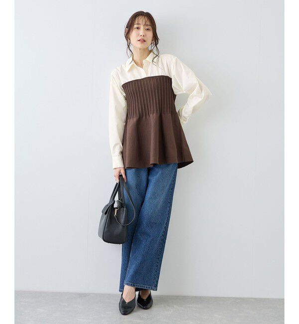 Rope&rsquo;Picnic「シャツドッキングペプラムニット」|シャツ・ブラウス|