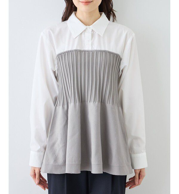 Rope&rsquo;Picnic「シャツドッキングペプラムニット」|シャツ・ブラウス|