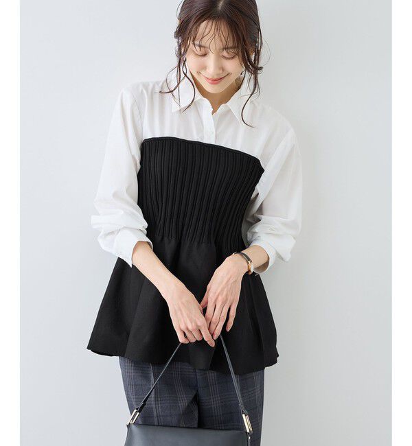 Rope&rsquo;Picnic「シャツドッキングペプラムニット」|シャツ・ブラウス|
